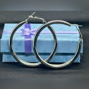 Brand newTrendy 2" Silver Hoop Earrings | Classic Chic  Hoops |Statement Jewelry